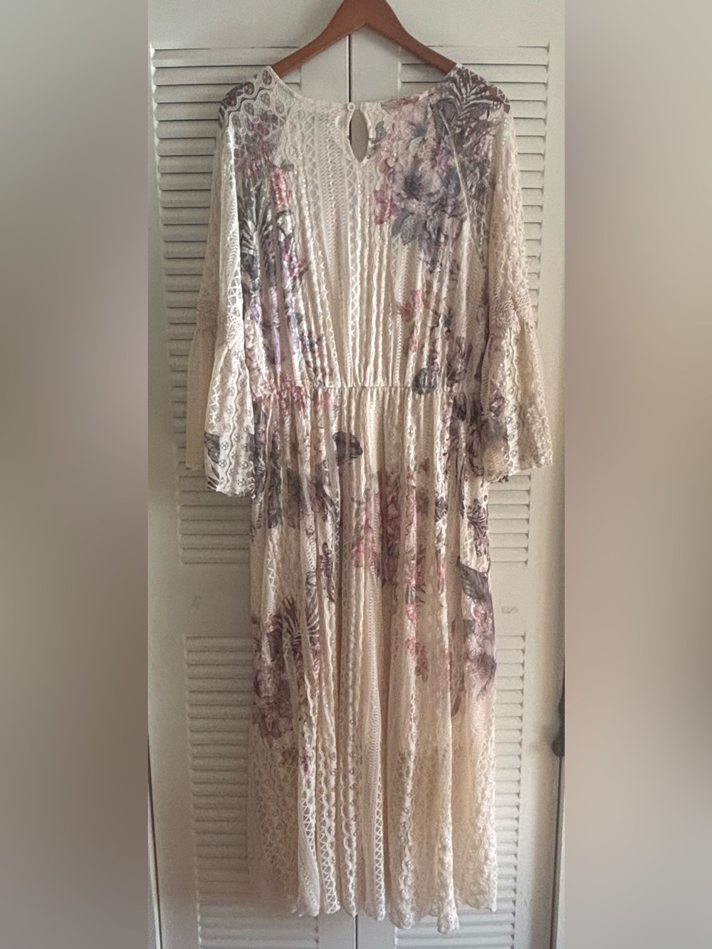 ORIGAMI all LACE lined BOHEMIAN WESTERN Maxi Dress Size XL gypsy shabby chic - Picture 10 of 16